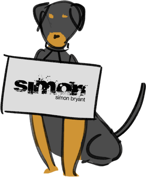 Decorative drawing of Simon's doggo